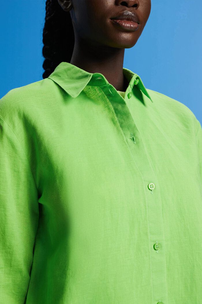 Hemd aus Baumwolle und Leinen, GREEN, detail image number 2