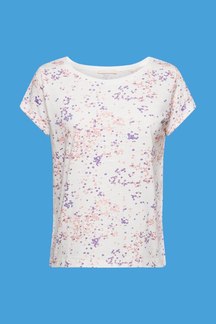 Baumwoll-T-Shirt mit floralem Print, OFF WHITE, detail image number 5