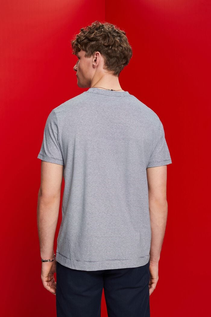 Gestreiftes Jersey T-Shirt, Baumwolle-Leinen-Mix, NAVY, detail image number 3