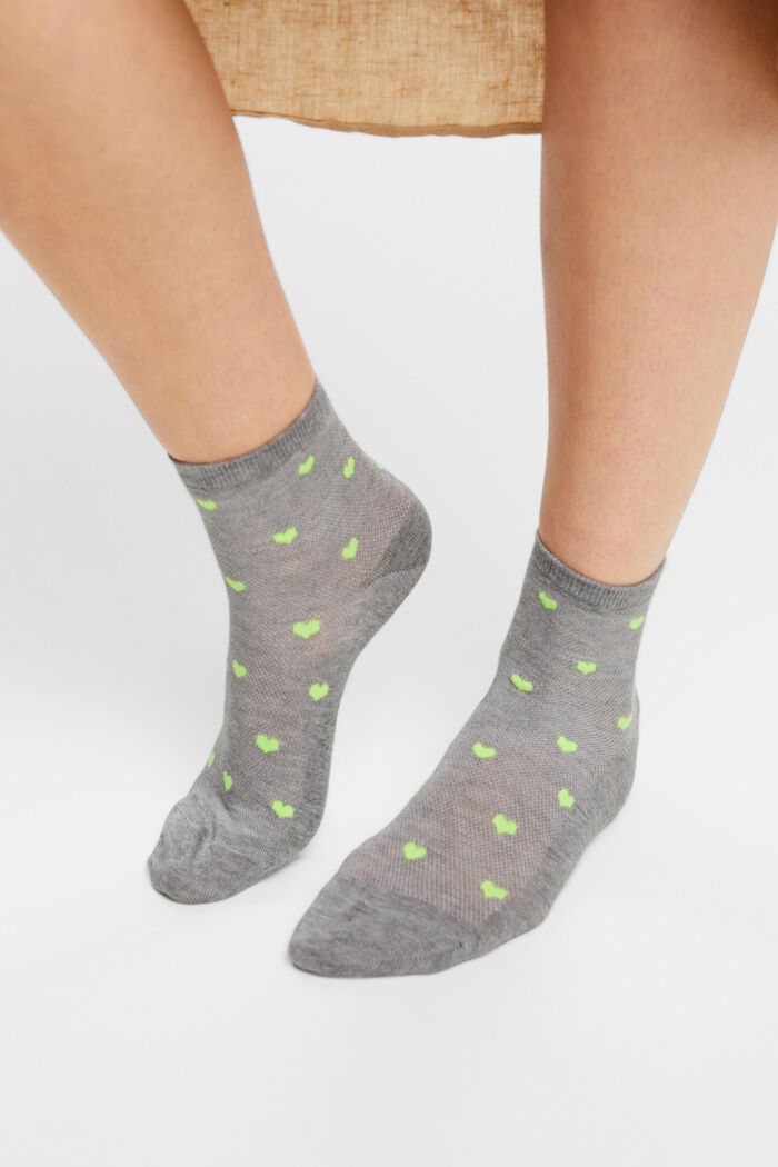 2er-Pack Socken mit Herzprint, LIGHT GREY, detail image number 1