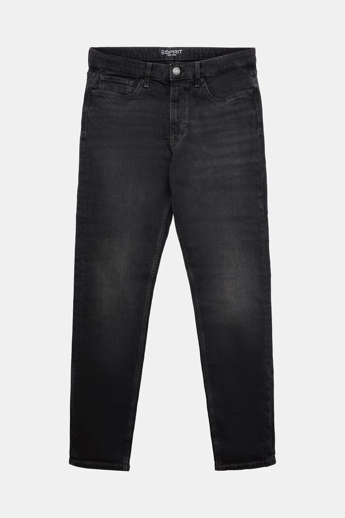 Gerade, konische Jeans mit mittelhohem Bund, BLACK DARK WASHED, detail image number 6