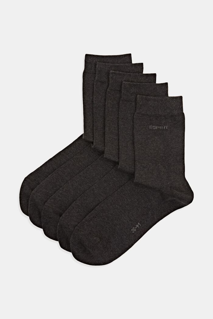 5er-Pack unifarbene Socken, Bio-Baumwolle, ANTHRACITE MELANGE, detail image number 0