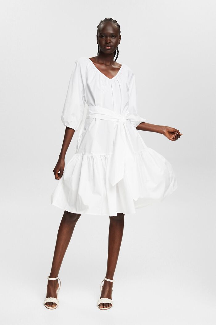 Kleid mit breitem Bindegürtel, WHITE, detail image number 8