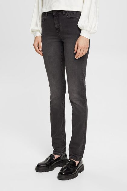 Mid-Rise-Stretchjeans in Slim Fit, Dual Max, GREY DARK WASHED, overview