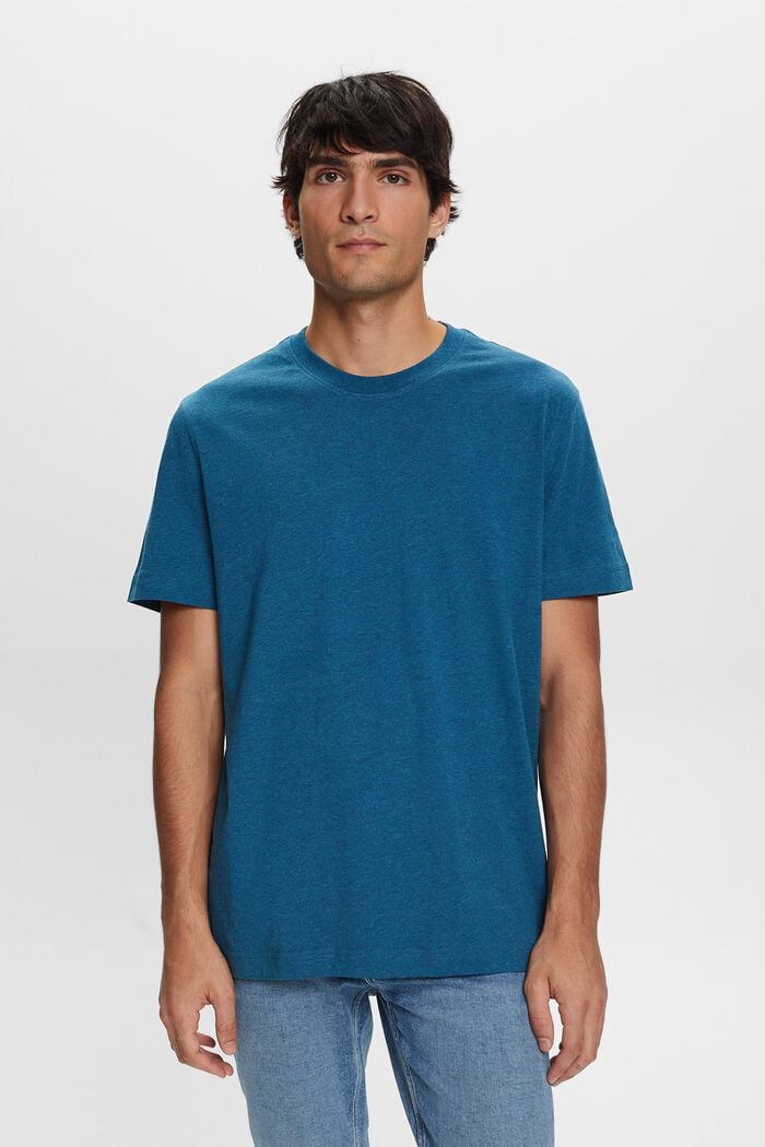 Rundhals-T-Shirt, 100 % Baumwolle, GREY BLUE, detail image number 0