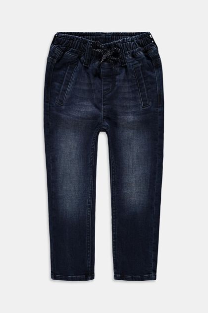 Jeans mit Elastikbund, BLUE DARK WASHED, overview
