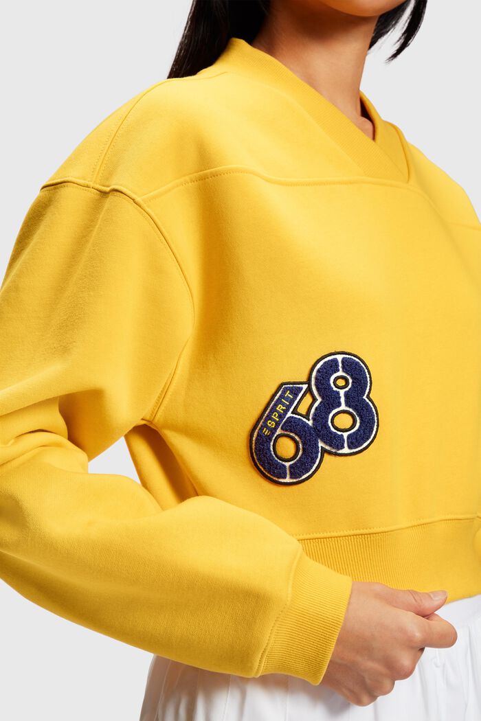 Cropped College-Sweatshirt mit Patches, YELLOW, detail image number 3