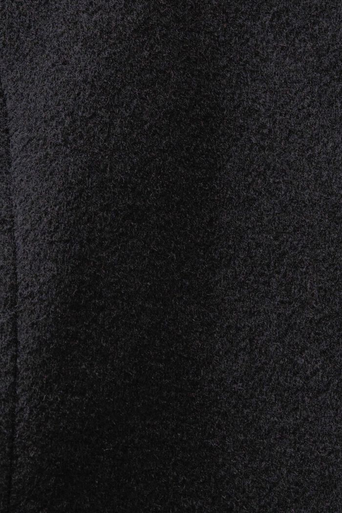 Recycelt: Kapuzenmantel aus Wollmix mit Gürtel, BLACK, detail image number 4