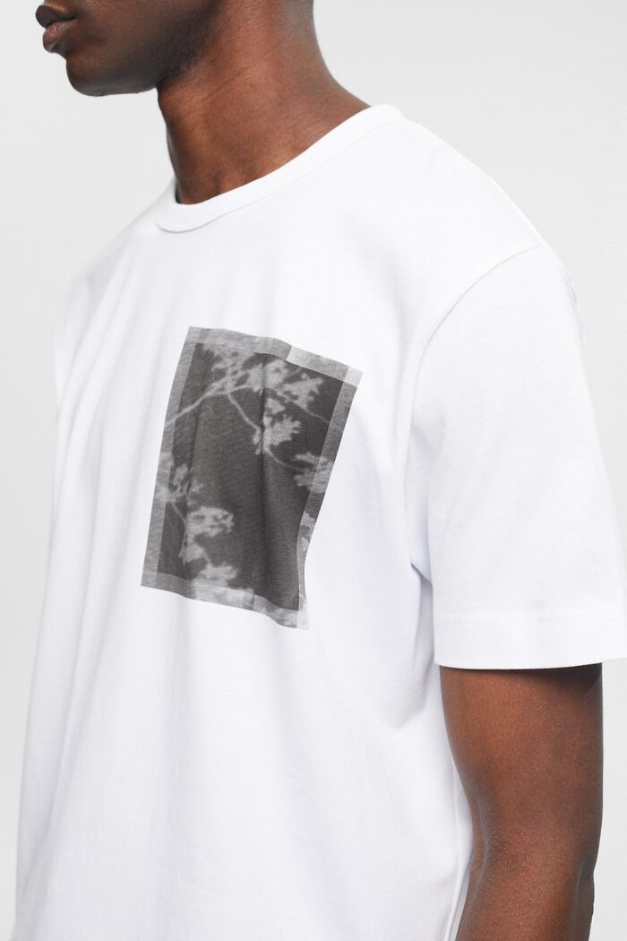 Baumwoll-T-Shirt mit Print auf der Brust, WHITE, detail image number 2