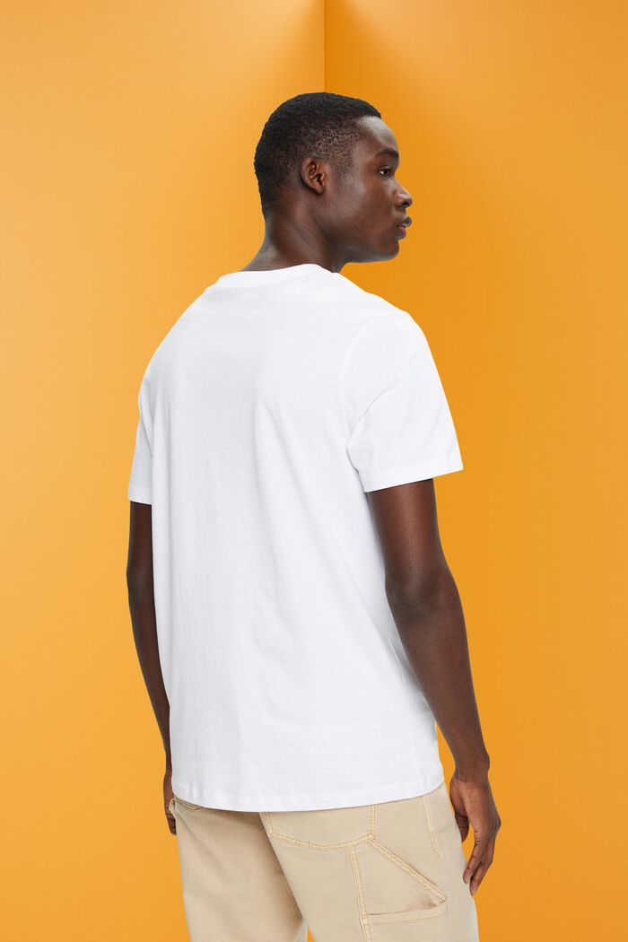 Schmal geschnittenes Baumwoll-T-Shirt mit Print, WHITE, detail image number 3