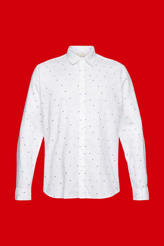 Hemd aus Slub Baumwolle mit Lunar-Dot-Muster, WHITE, detail image number 5