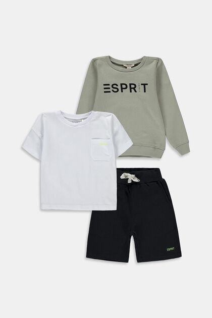 Gemischtes Set: Sweatshirt, T-Shirt und Shorts, DUSTY GREEN, overview