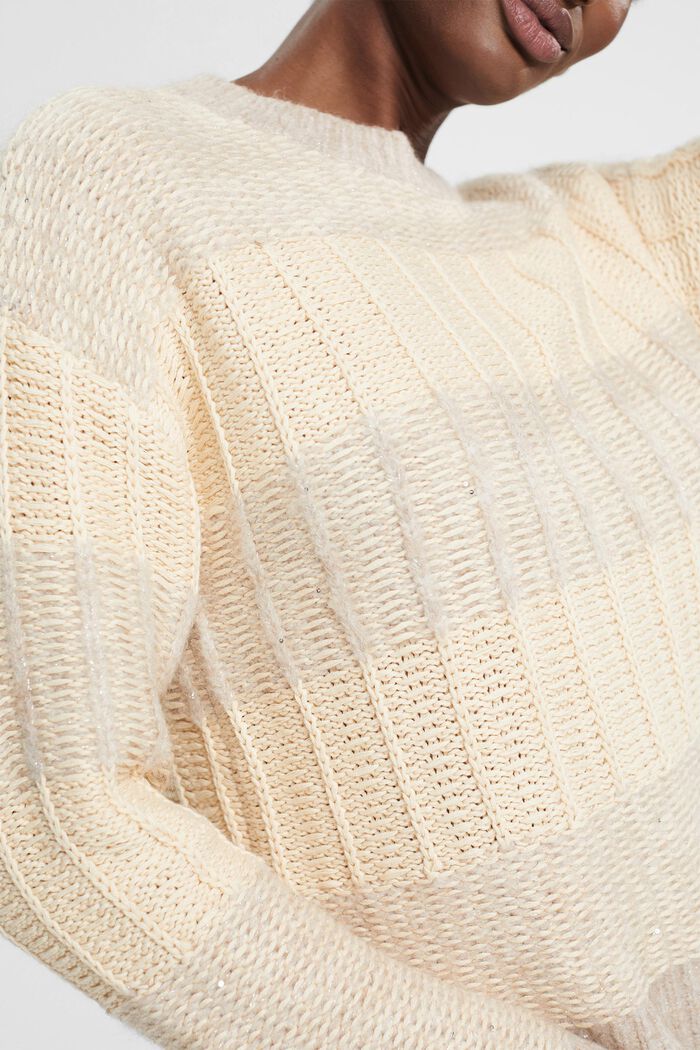 Strukturierter Pullover mit Pailletten, OFF WHITE, detail image number 3