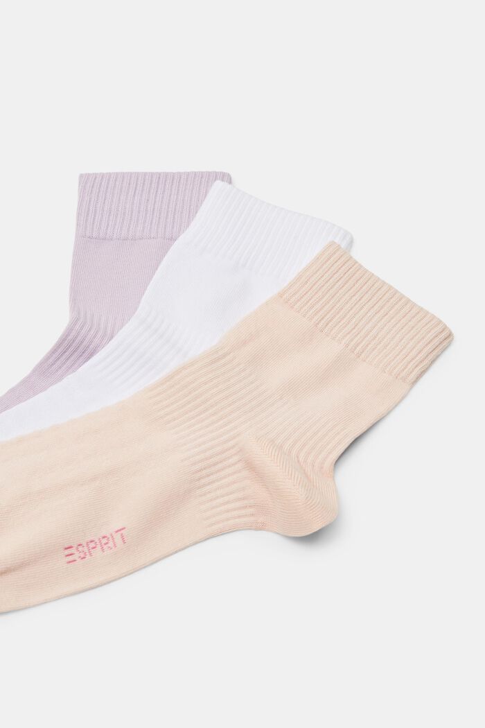 3er-Pack Gerippte Socken aus Bio-Baumwolle mit mittelhohem Schaft, BEIGE/LILAC, detail image number 2