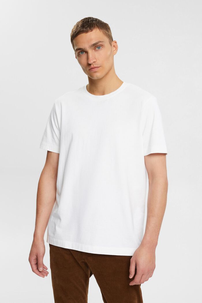 Unifarbenes T-Shirt, WHITE, detail image number 1