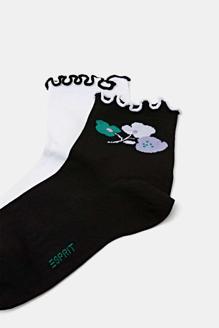 2er-Pack halbhohe Socken mit Rüschen, BLACK/WHITE, detail image number 2