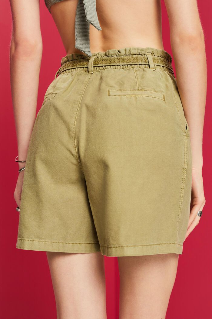 Shorts mit Bindegürtel aus Leinenmix, PISTACHIO GREEN, detail image number 4