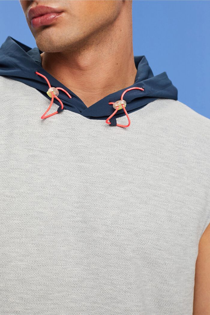 Ärmelloses Kapuzen-Sweatshirt mit Cord-Details, LIGHT GREY, detail image number 2