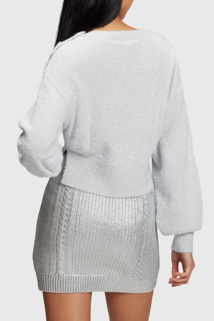 Flauschiger Metallic-Pullover, SILVER, detail image number 1