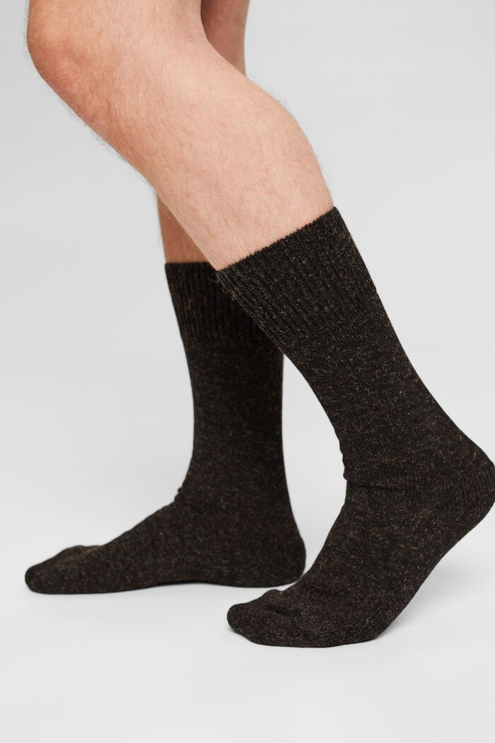 Melierte Socken aus Baumwoll-Mix, BLACK, detail image number 2