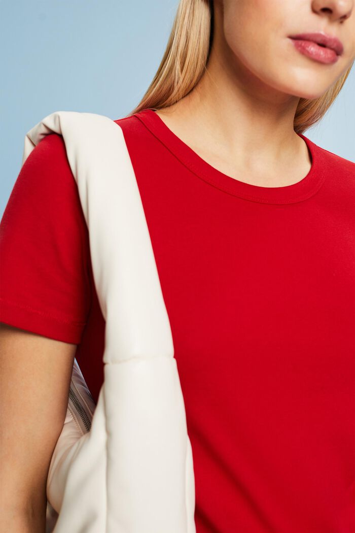 Kurzärmliges Baumwoll-T-Shirt, DARK RED, detail image number 2