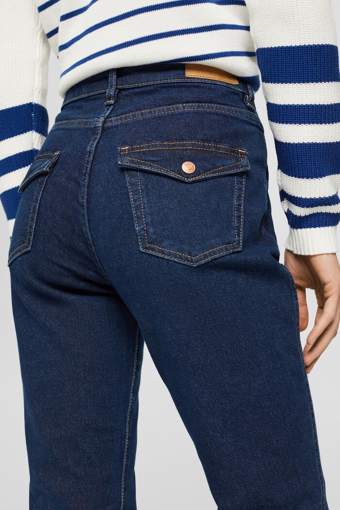 Bootcut-Jeans mit aufgesetzten Taschen, BLUE DARK WASHED, detail image number 5