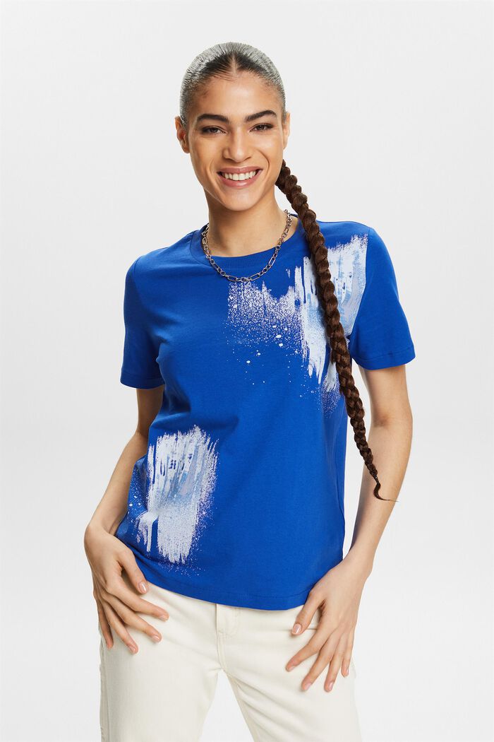 Baumwoll-T-Shirt mit Grafikprint, BRIGHT BLUE, detail image number 0