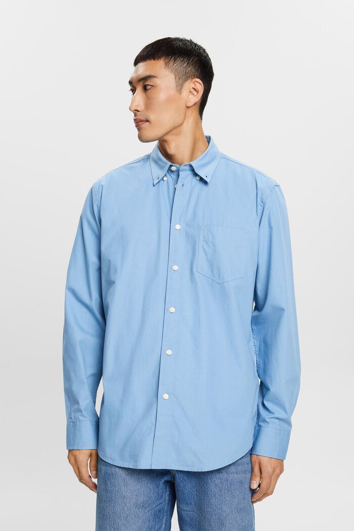 Button-Down-Hemd aus Popeline, 100 % Baumwolle, LIGHT BLUE, detail image number 0