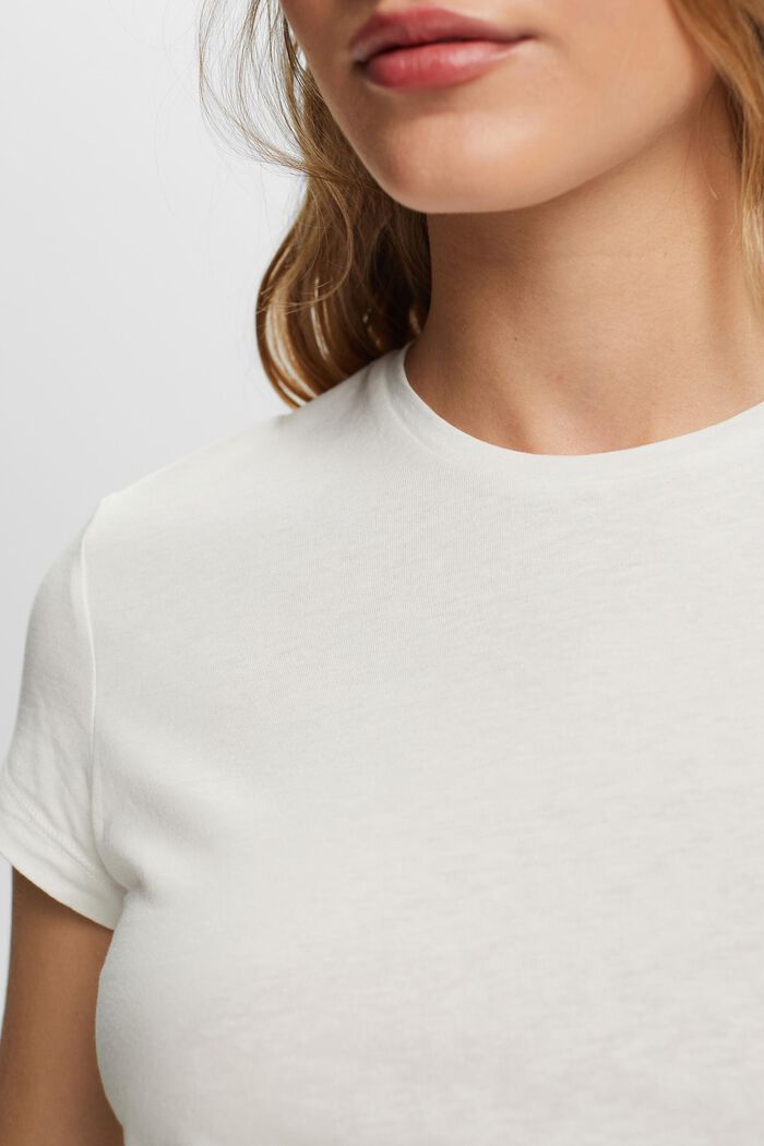 T-Shirt mit Rundhalsausschnitt, 100 % Baumwolle, OFF WHITE, detail image number 2