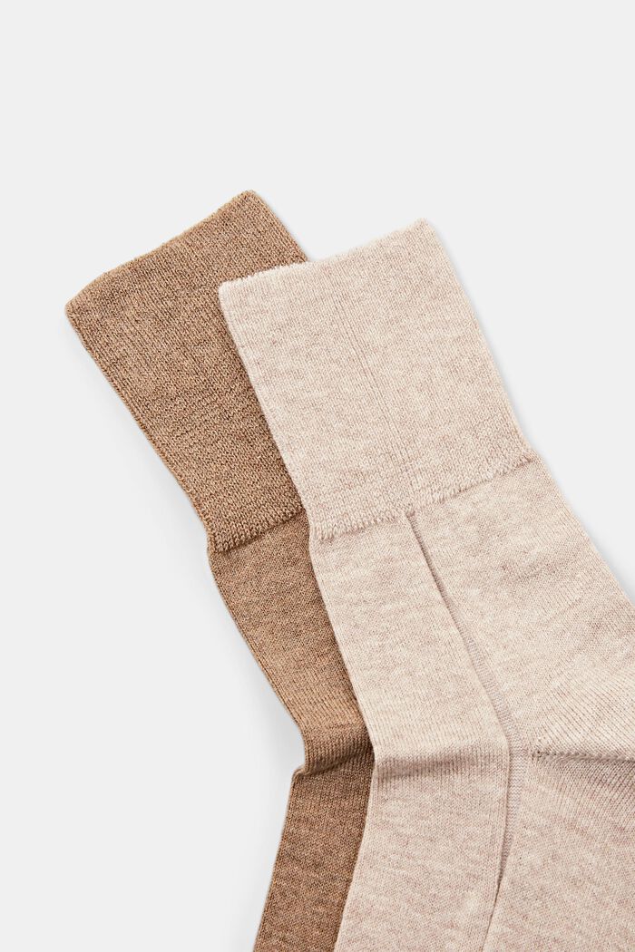 2er-Pack Socken mit breitem Bündchen, BEIGE/BROWN, detail image number 1