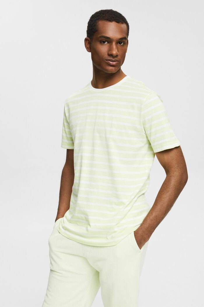 Jersey-T-Shirt mit Streifen, LIGHT GREEN, detail image number 0