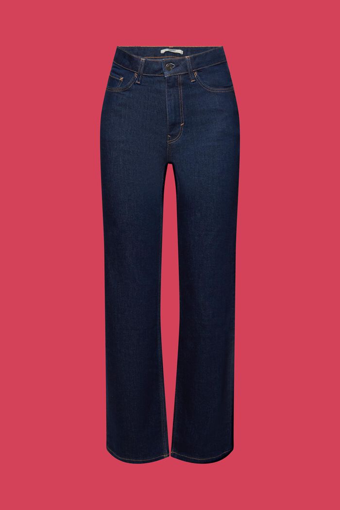 High-Rise-Jeans mit geradem Bein, BLUE RINSE, detail image number 7