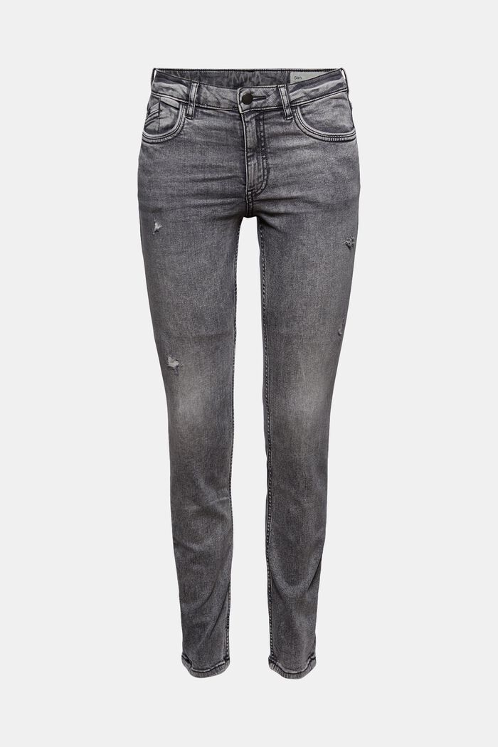 Stretch-Jeans mit Organic Cotton, GREY MEDIUM WASHED, overview