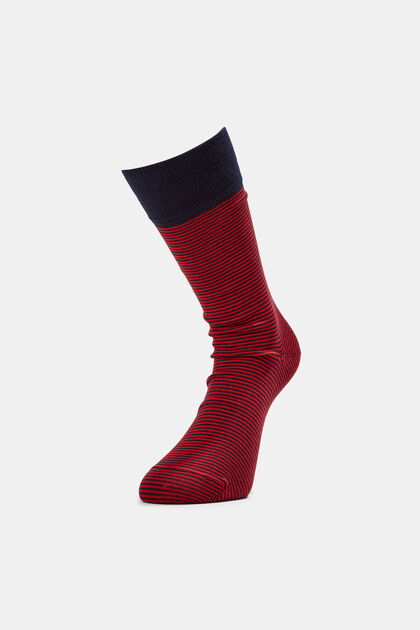 2er-Set gestreifte Socken, Bio-Baumwolle, RED, overview
