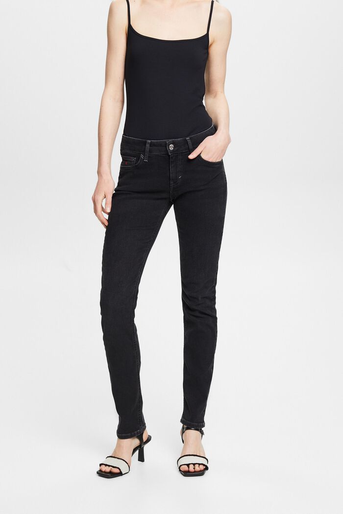 Schmale Jeans mit mittlerer Bundhöhe, BLACK RINSE, detail image number 0