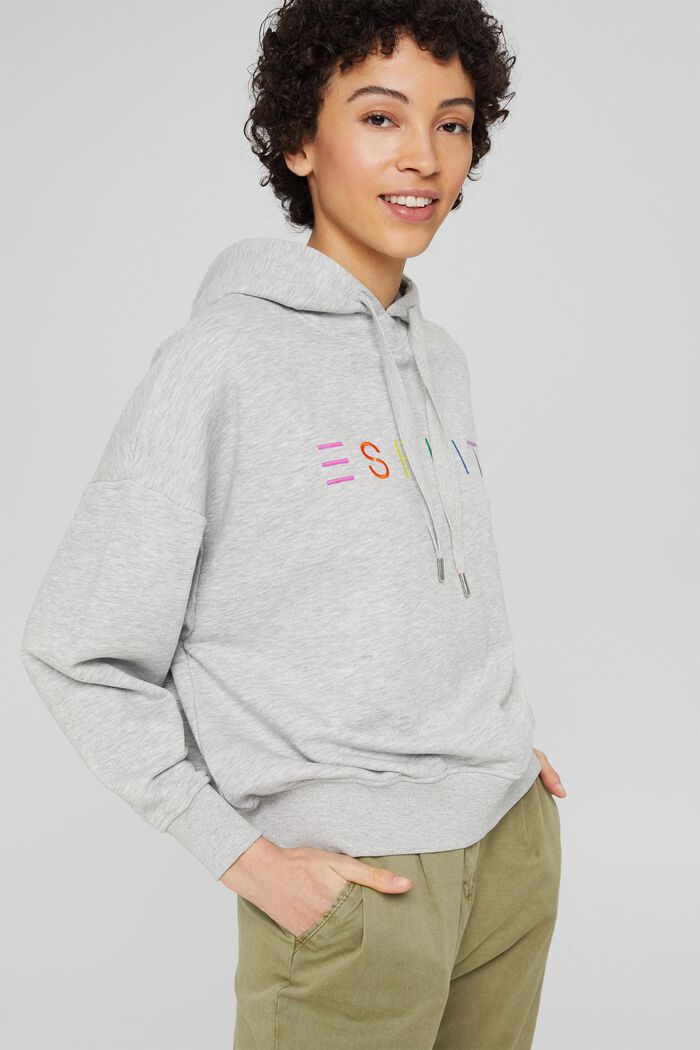 Women Sweatshirts & -jacken | Melierter Hoodie mit bunter Logo-Stickerei - IE71500
