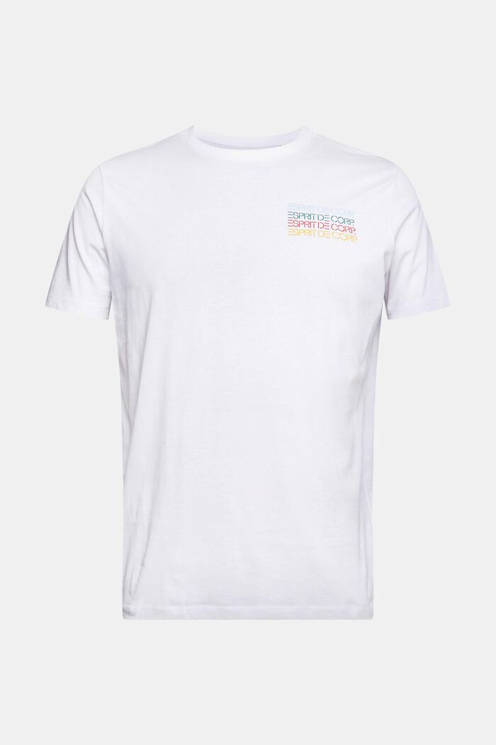 Jersey-T-Shirt mit buntem Logo-Print, WHITE, detail image number 5