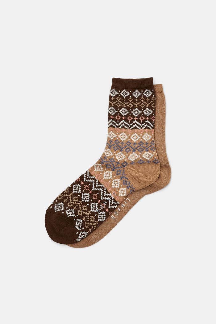 2er-Pack Norweger-Socken, Organic Cotton, BROWN, detail image number 0