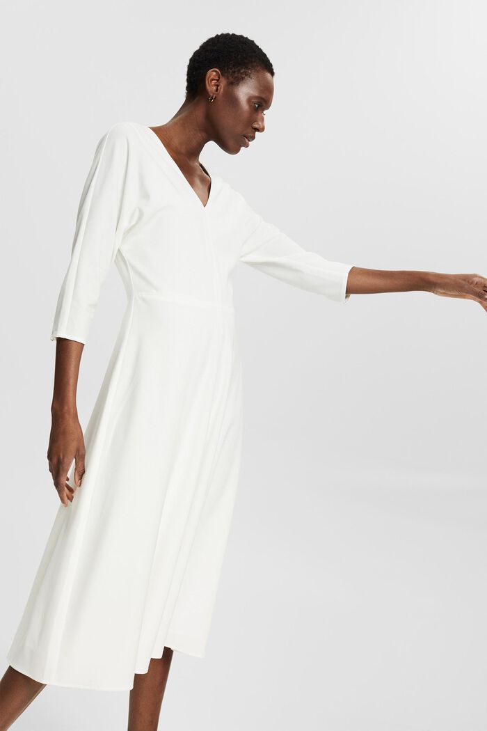 Kleid mit V-Ausschnitt, OFF WHITE, detail image number 0