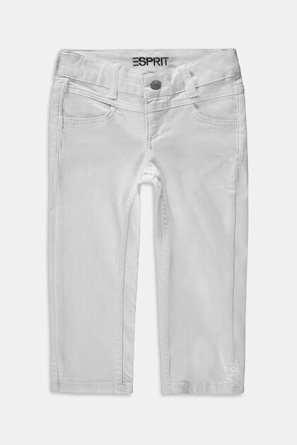 Recycelt: Capri-Jeans mit Verstellbund, WHITE, overview