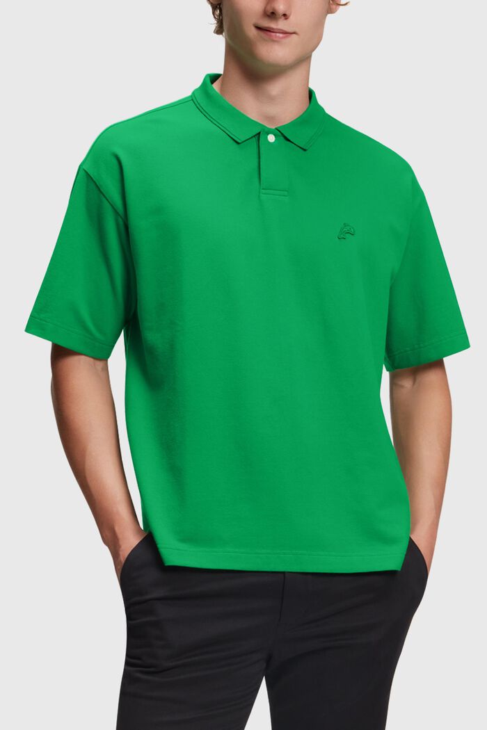 Relaxed Fit Poloshirt mit Dolphin-Badge, GREEN, detail image number 0