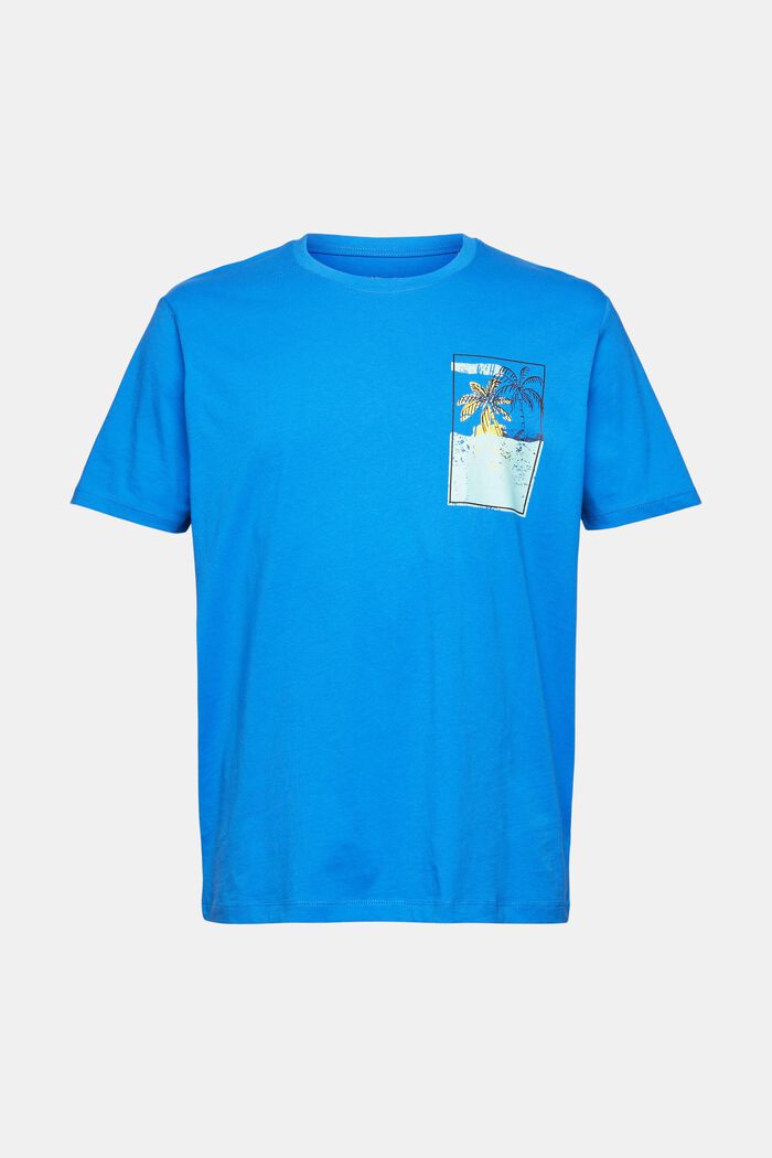 Jersey-T-Shirt mit Print, BRIGHT BLUE, overview