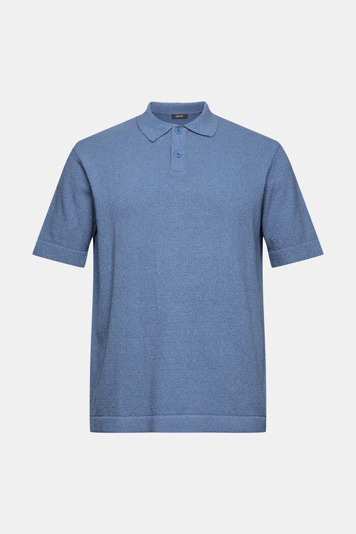 Polo-Shirt in Bouclé-Optik, GREY BLUE, overview