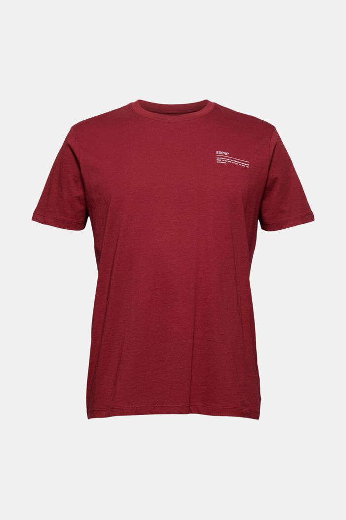Jersey-T-Shirt mit Print, 100% Bio-Baumwolle, GARNET RED, overview