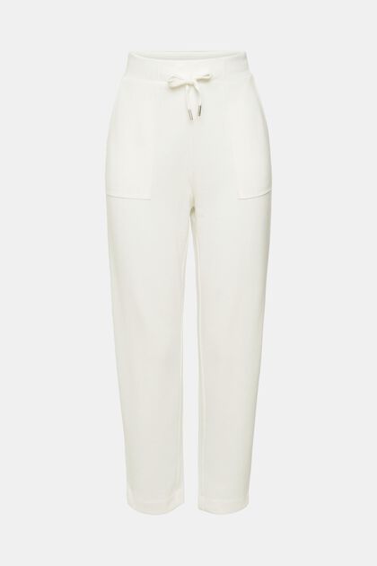 High-Rise-Pants im Jogger-Style in Strickqualität, OFF WHITE, overview