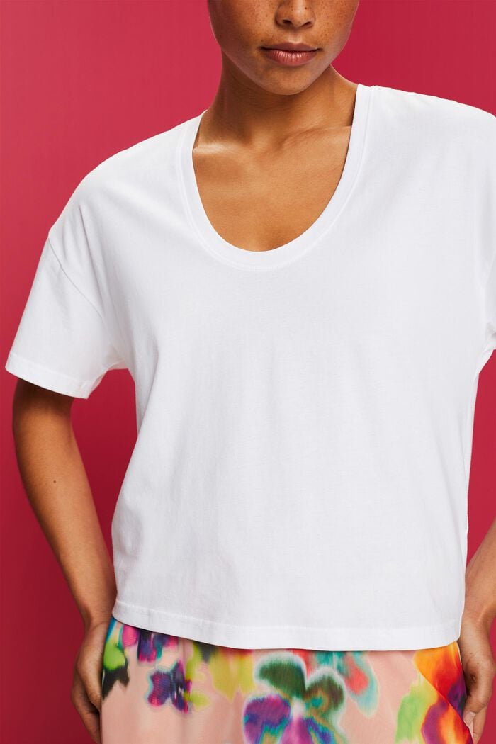 Oversize Cropped-T-Shirt, 100 % Baumwolle, WHITE, detail image number 2