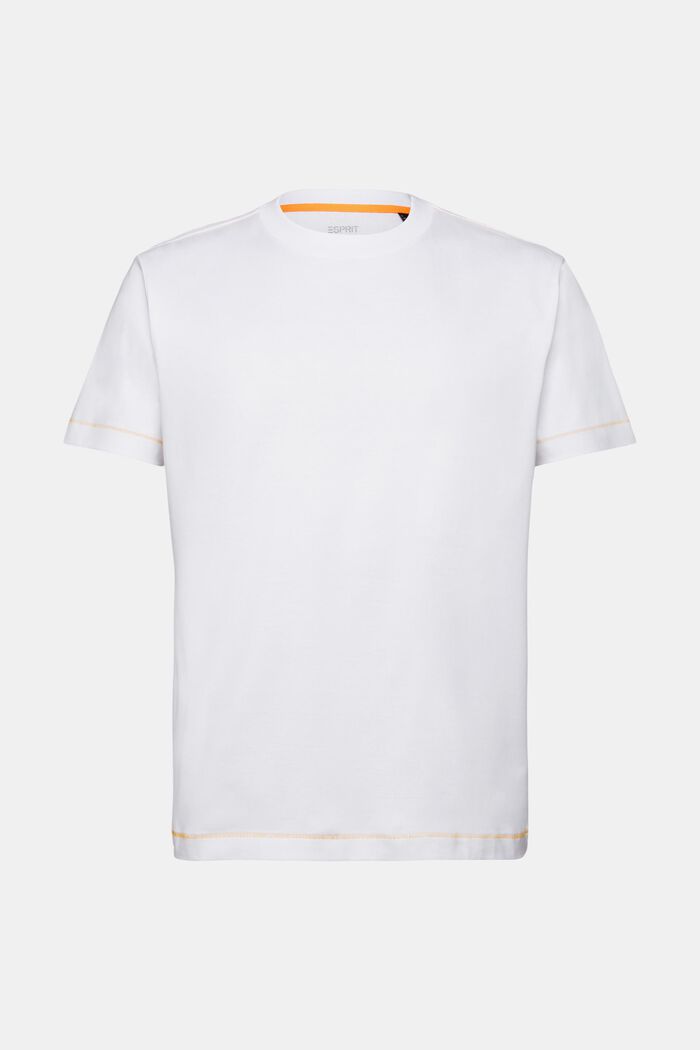 Rundhals-T-Shirt aus Jersey, 100 % Baumwolle, WHITE, detail image number 6
