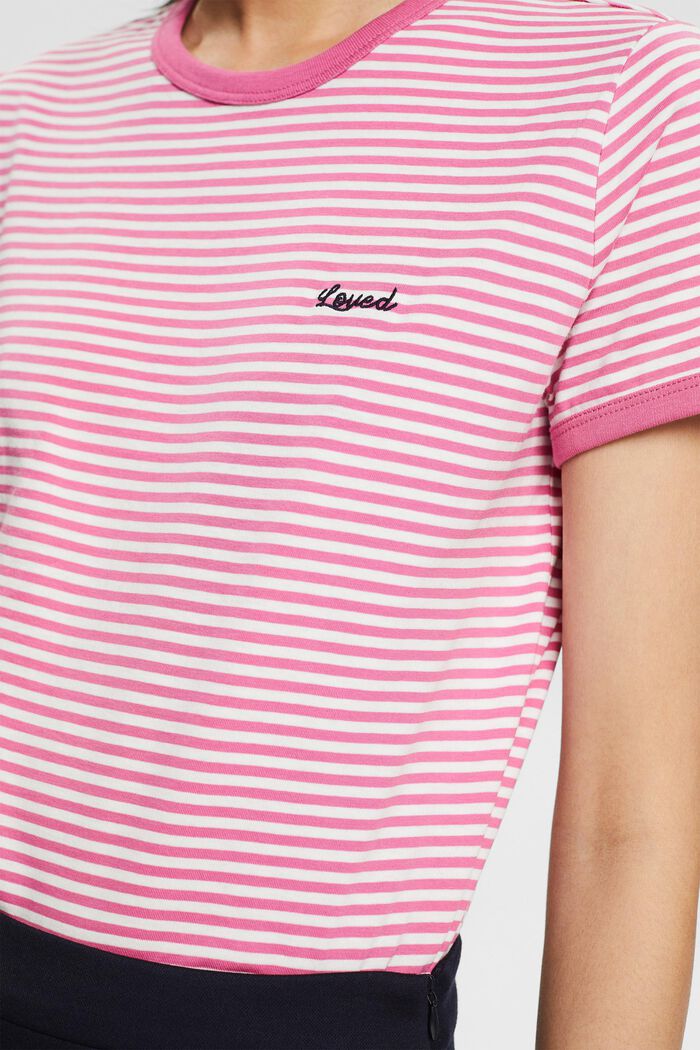 T-Shirt mit Streifen aus Bio-Baumwolle, PINK, detail image number 2