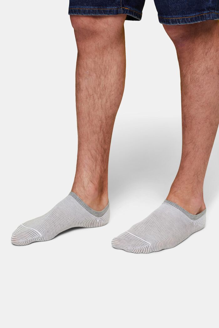 2er-Set Knöchelhohe Socken im Streifendesign, WHITE/GREY, detail image number 1