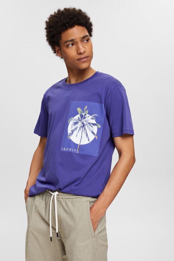Jersey-T-Shirt mit Print, 100% Baumwolle, DARK PURPLE, detail image number 0